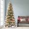 6.5ft. Pre-Lit Flocked Slim Halifax Fir Artificial Christmas Tree with Red Berries & Pinecones, Clear Lights